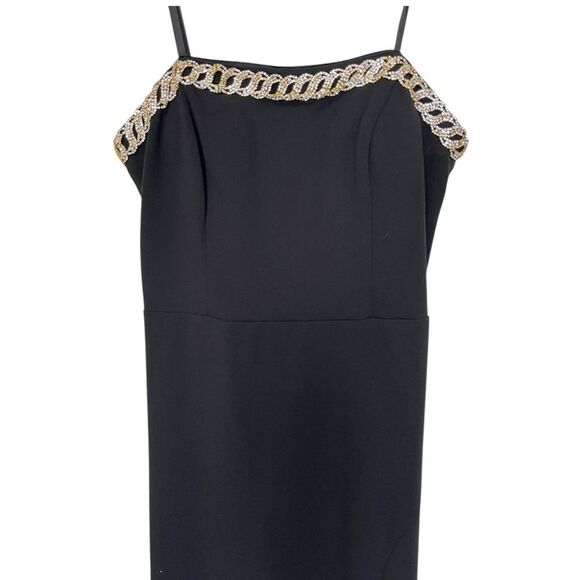 XSCAPE | 4685X Strapless Embellished Slit Evening Dress Black 14 - Picture 6 of 12